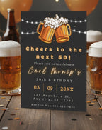 50th Birthday Invitation Cheers and Beers to the Next 50 Beer Party Template Editable in Canva - editable Canva template gallery image