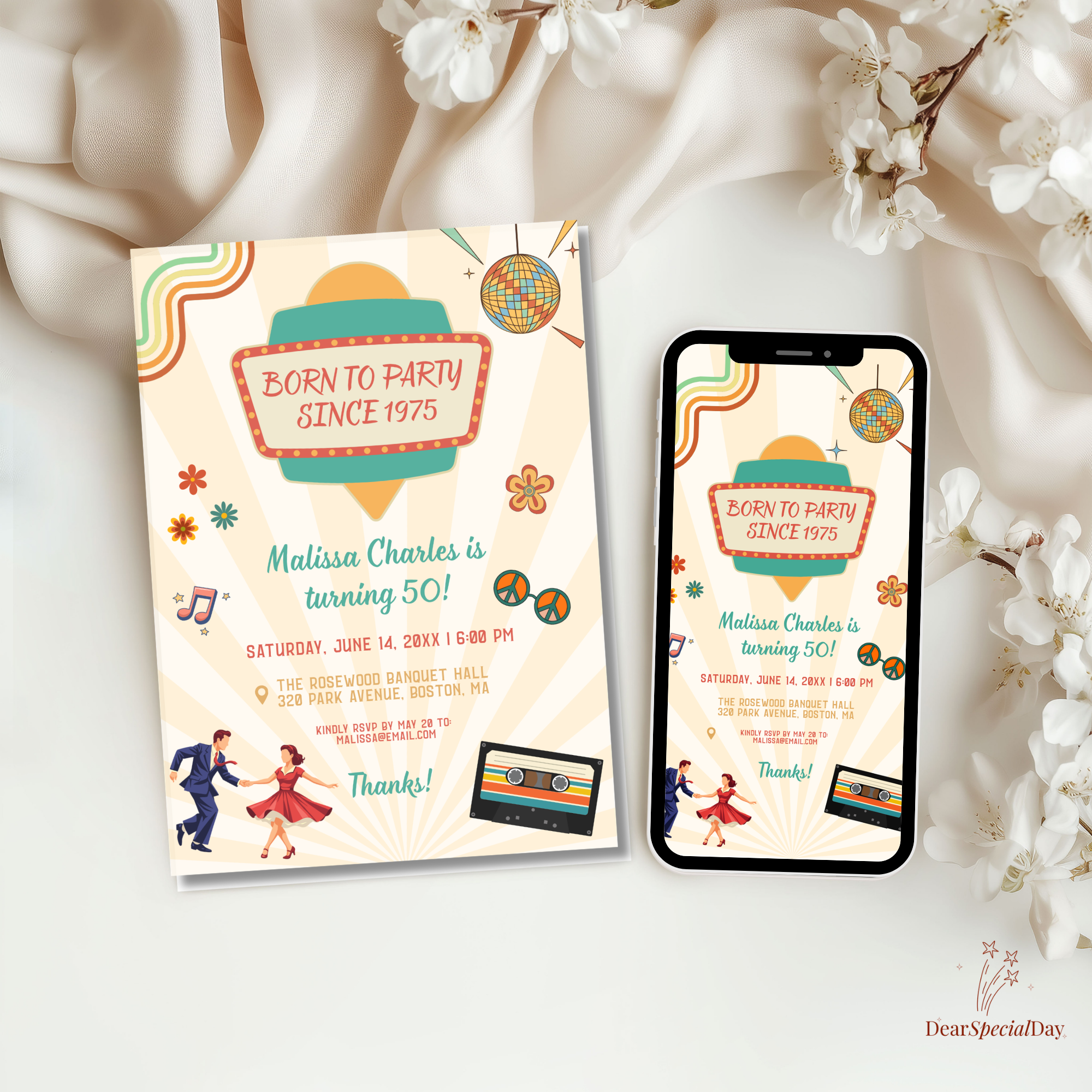 50th Birthday Retro Disco Invitation