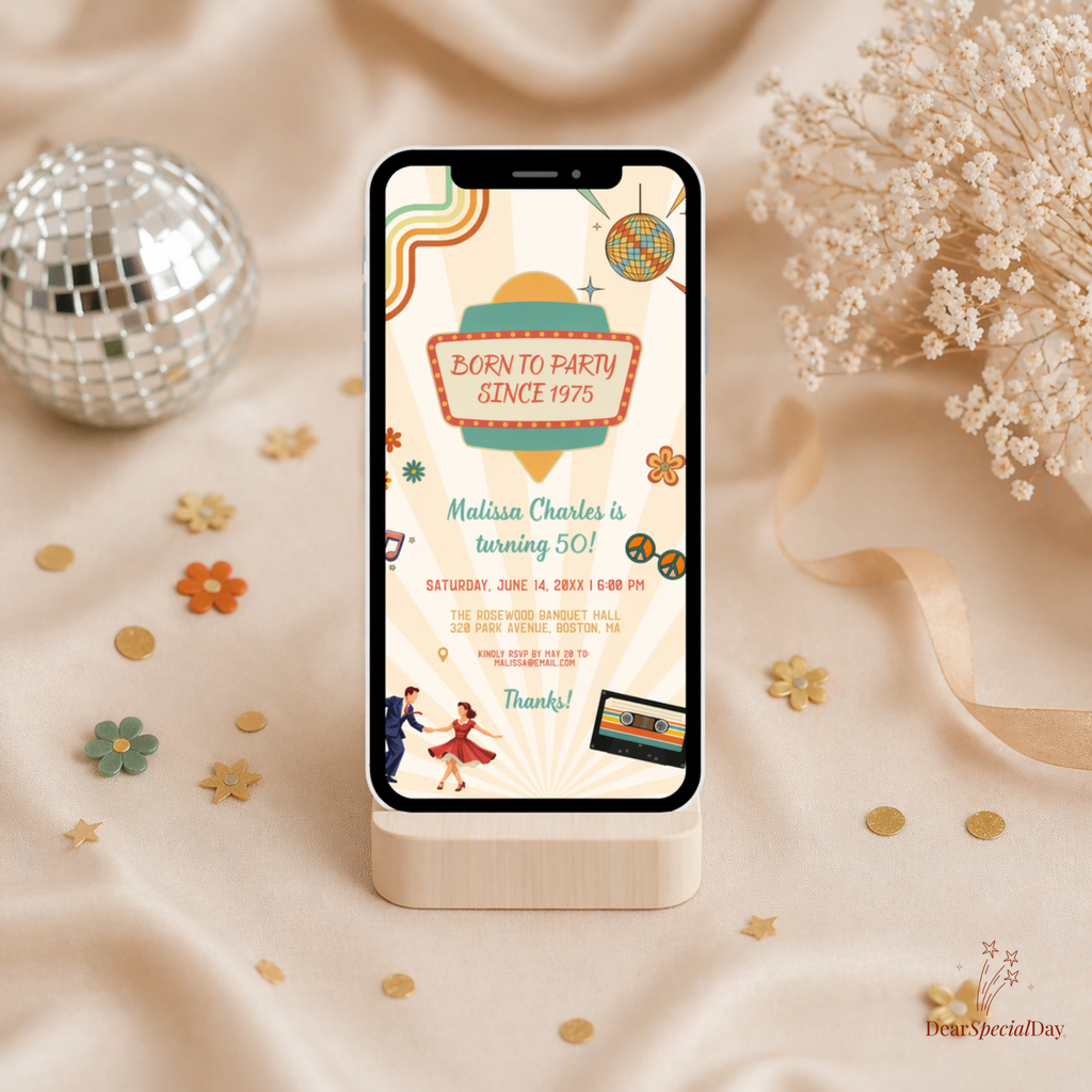 50th Birthday Retro Disco Invitation