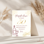 50th Birthday Gold and Burgundy Invitation
