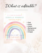 Rainbow Soft Pastel  Birthday Invitation