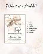 Gold Bow Satin Ribbon Birthday Invitation