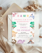 Dinosaur Pastel Birthday Invitation