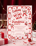 Christmas Pink/Red Retro Friendsmas Party Invitation