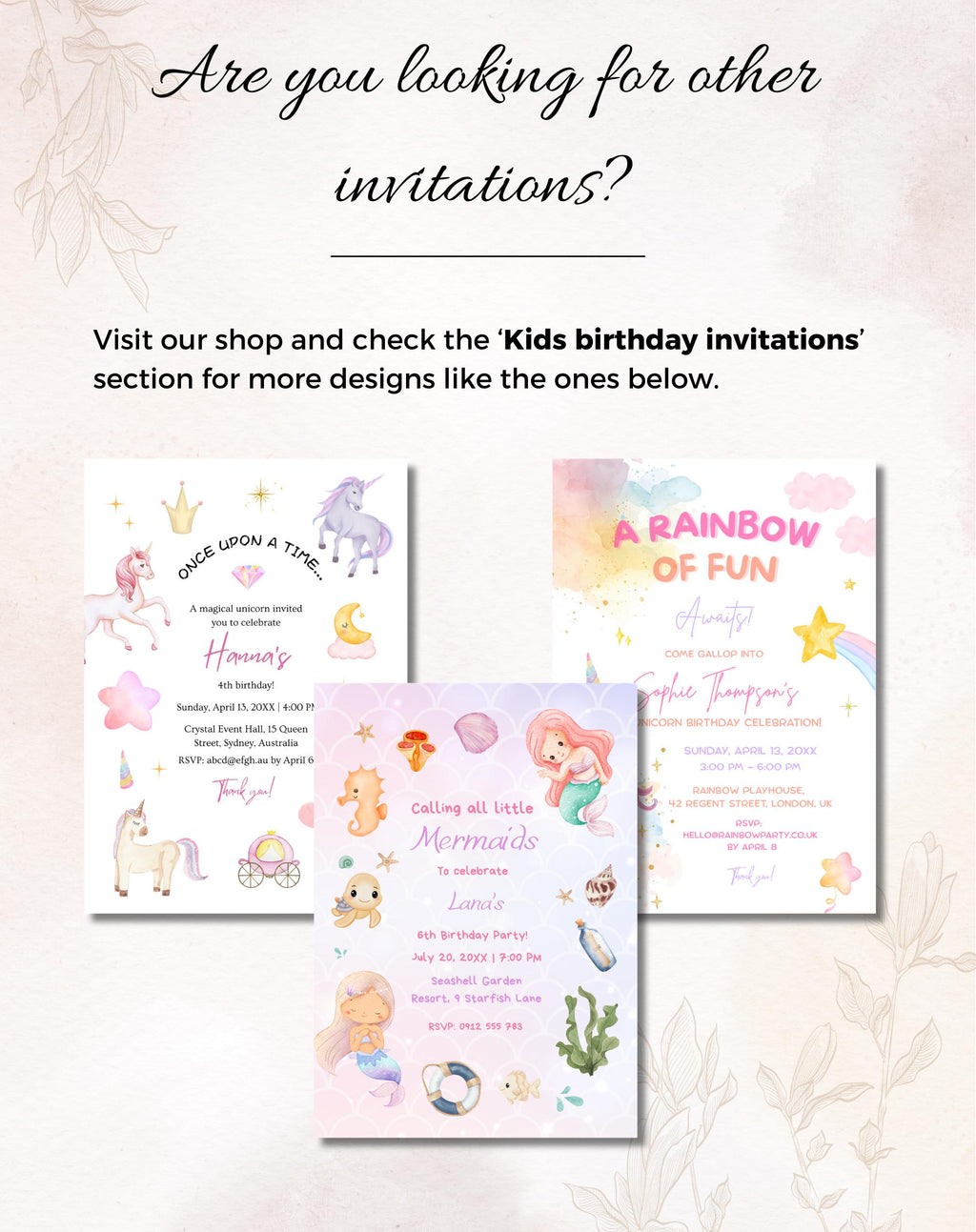 Mermaid Under the Sea Birthday Invitation