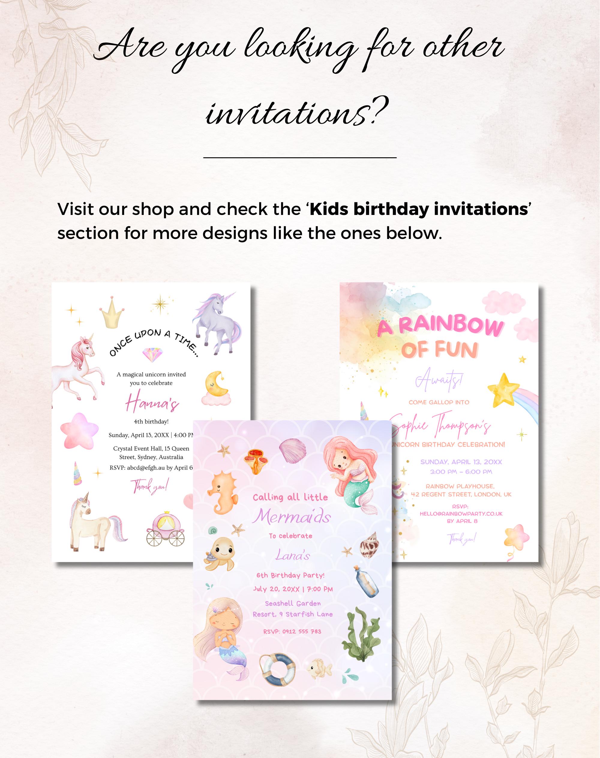 Mermaid Under the Sea Birthday Invitation