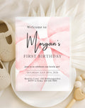First Birthday Blush Pink Bow Invitation