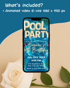 Gold Tropical Pool Party Invitation
