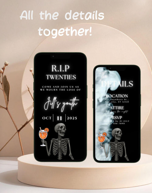 30th Skeleton RIP Twenties Birthday Invitation (E-vite)