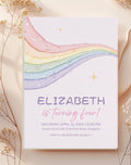 Rainbow Pastel Glitter Birthday Invitation