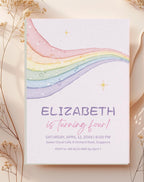 Rainbow Pastel Glitter Birthday Invitation
