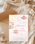 Tea Party Gold/Pink Birthday Invitation