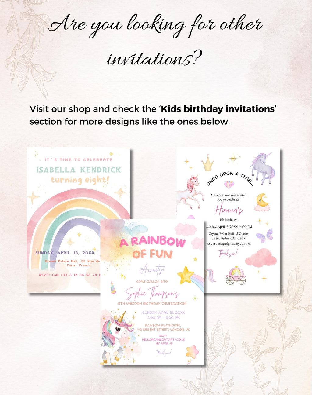 Unicorn Multicolor Birthday Invitation