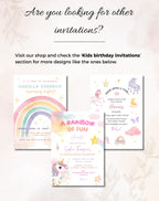 Unicorn Multicolor Birthday Invitation