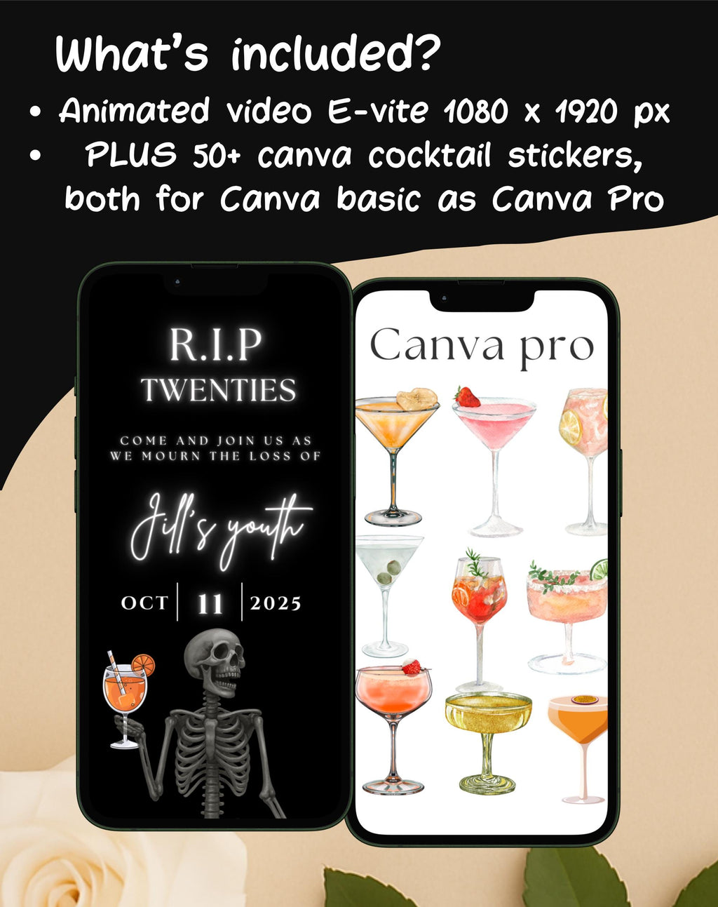 30th Skeleton RIP Twenties Birthday Invitation (E-vite)