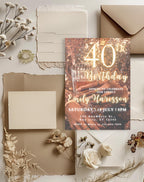 40th Gold Glitter Birthday Invitation