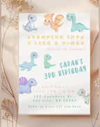 Pastel Dinosaur Birthday Invitation