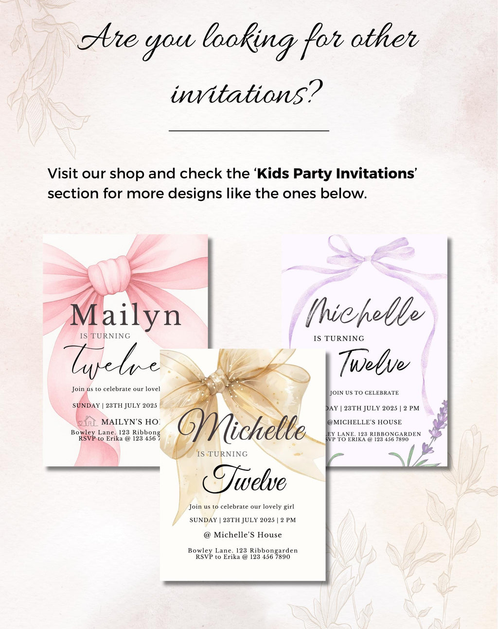 Blue Ribbon Birthday Party Invitation