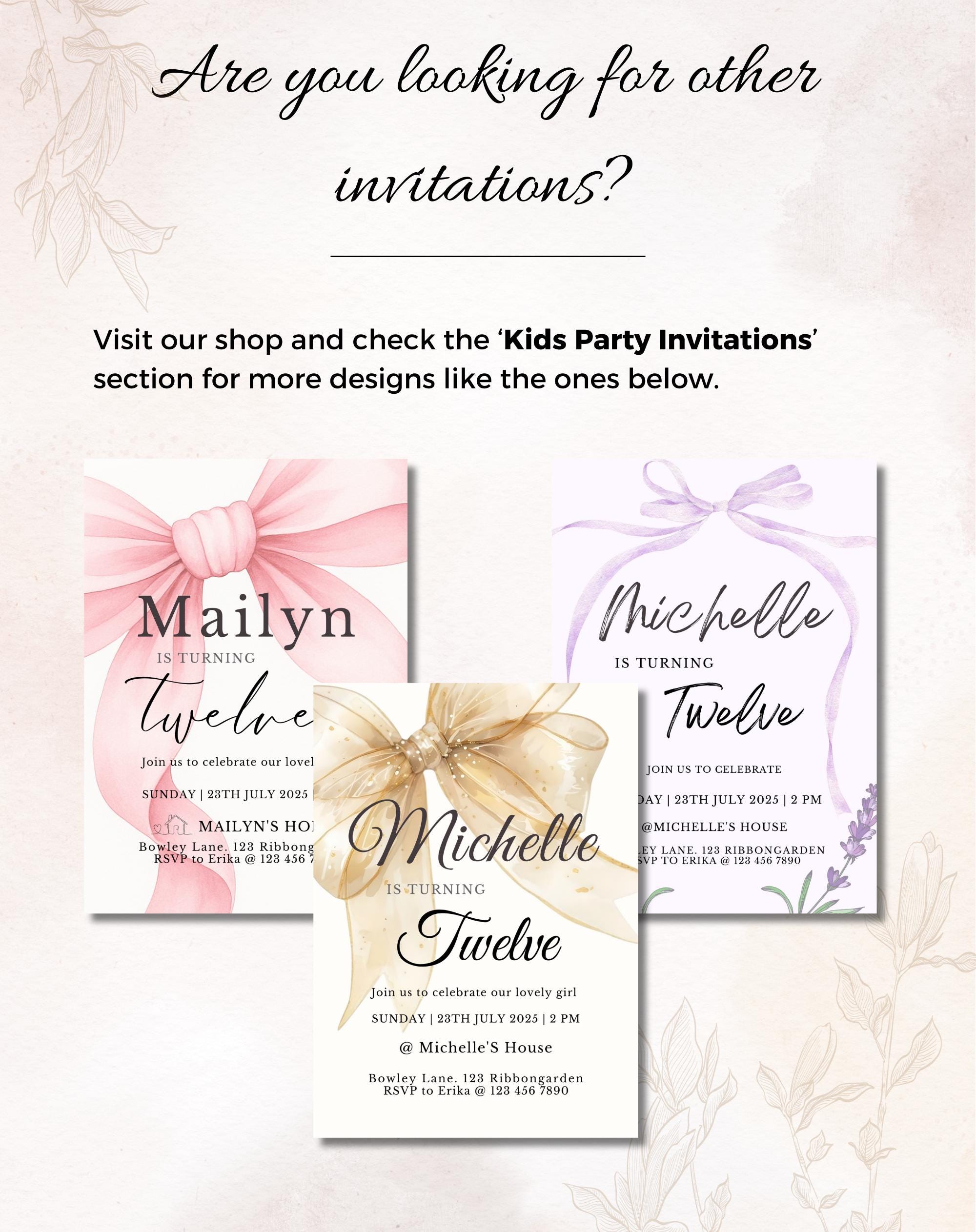 Blue Ribbon Birthday Party Invitation