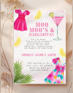 Pink Margarita Girls Night Birthday Invitation