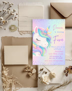 Unicorn Pastel Rainbow Birthday Invitation