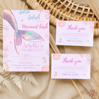 5th Mermaid Pastel Under the Sea Birthday Invitation - printable invite design detail