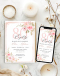 80th Birthday Invitation Pink Floral Elegant Invitation