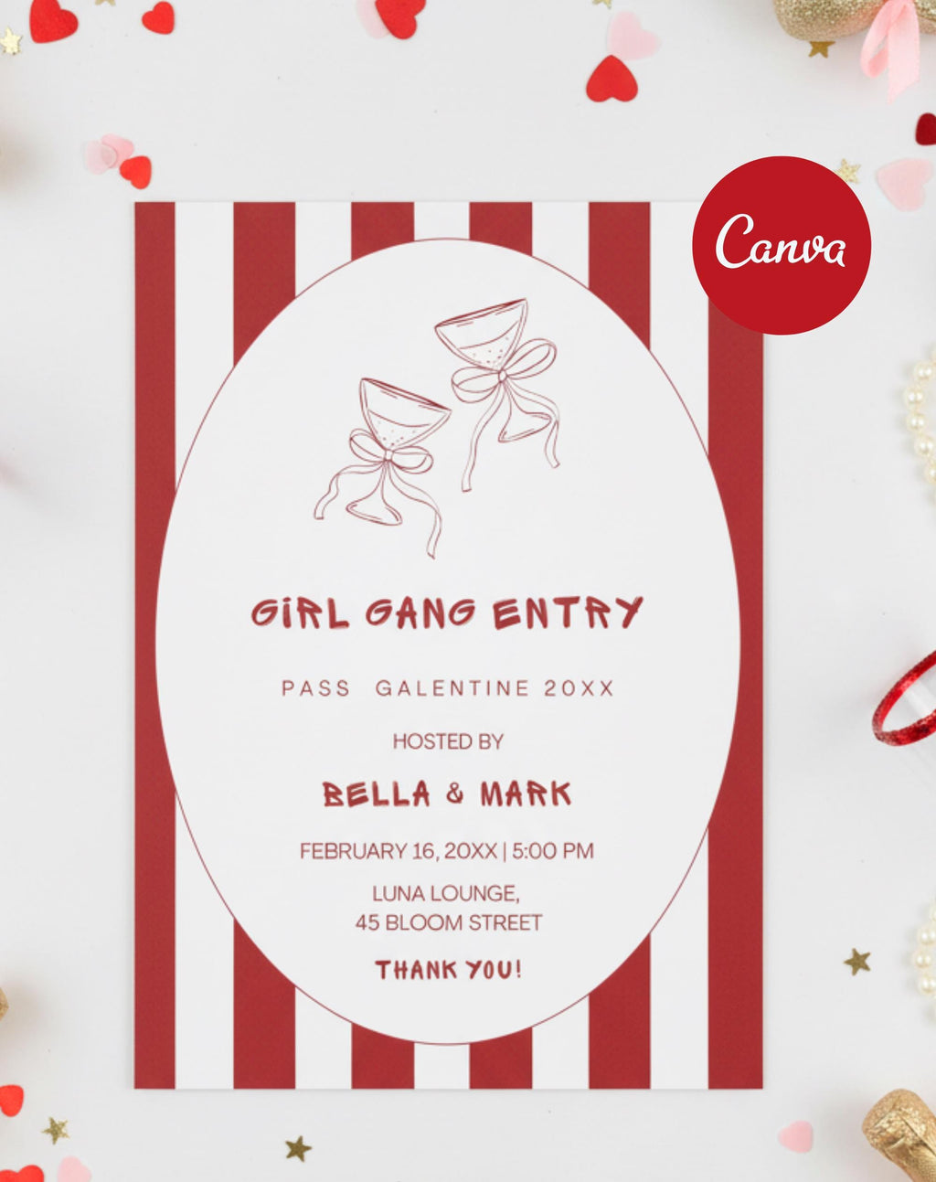 Galentine Girl Gang Entry Valentine Party Invitation