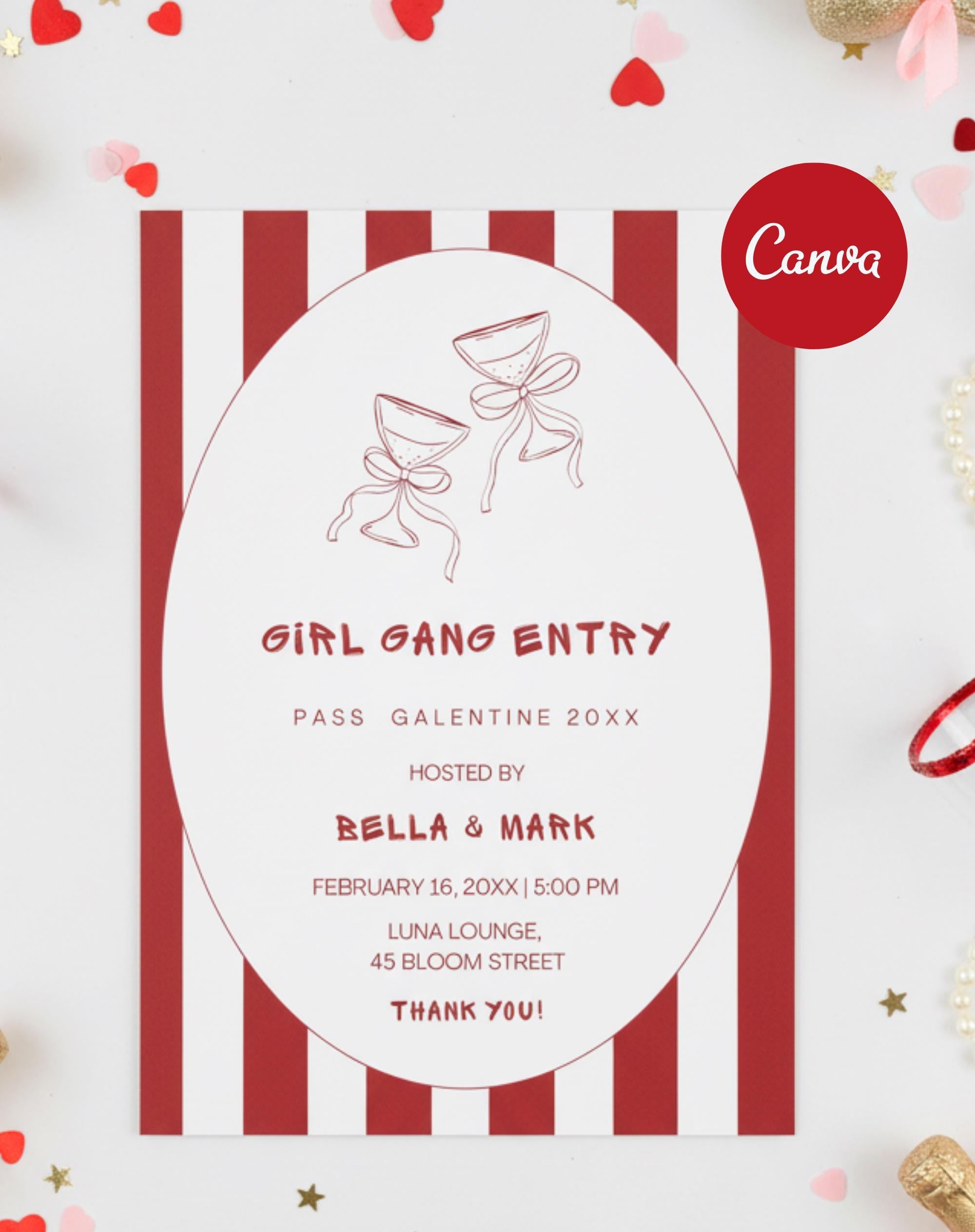 Galentine Girl Gang Entry Valentine Party Invitation