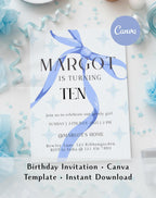 Blue Ribbon Birthday Party Invitation