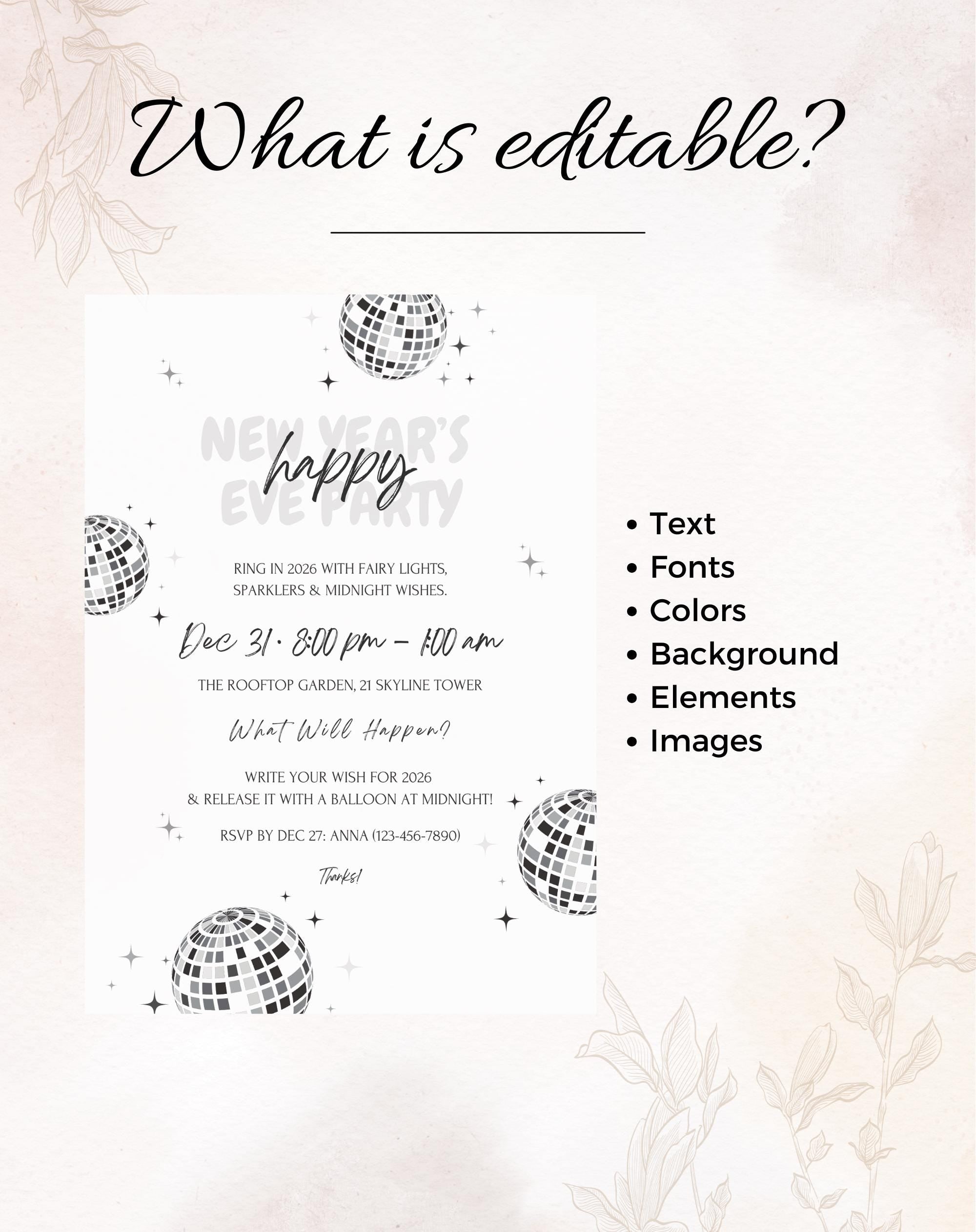 Silver Disco New Year Invitation