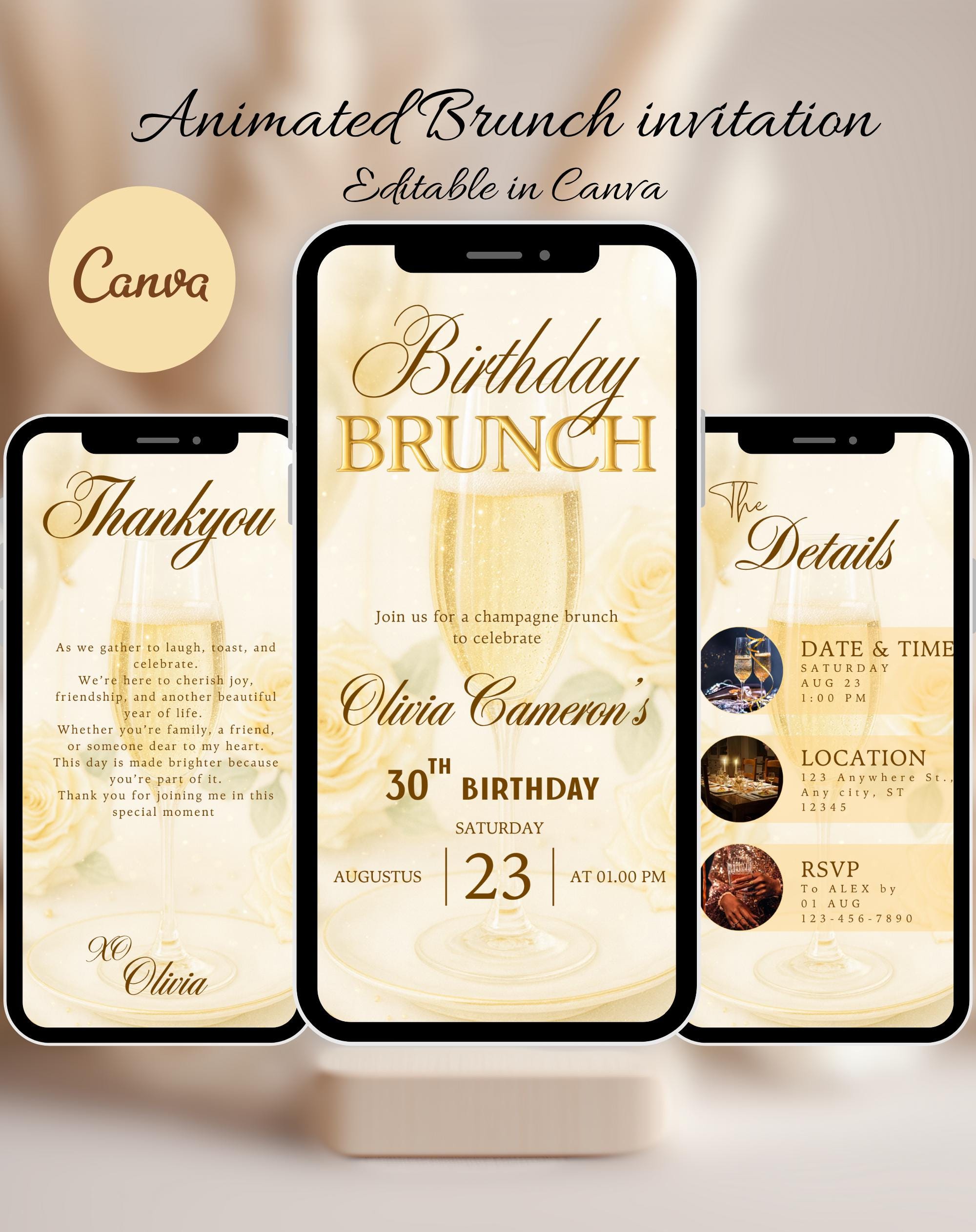 Gold Birthday Brunch Invitation (E-vite)