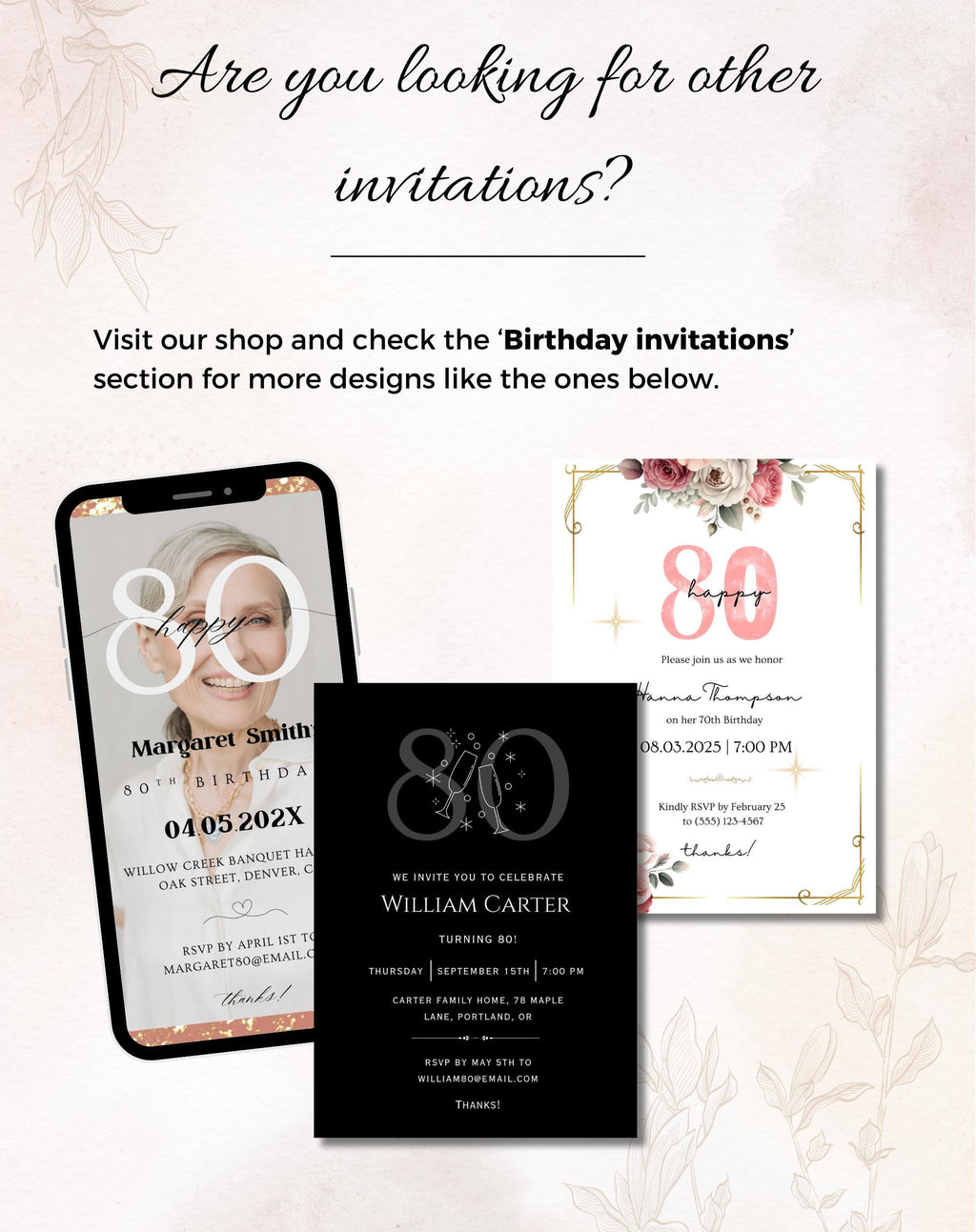 90th Birthday Invitation Pink Floral Elegant Invitation