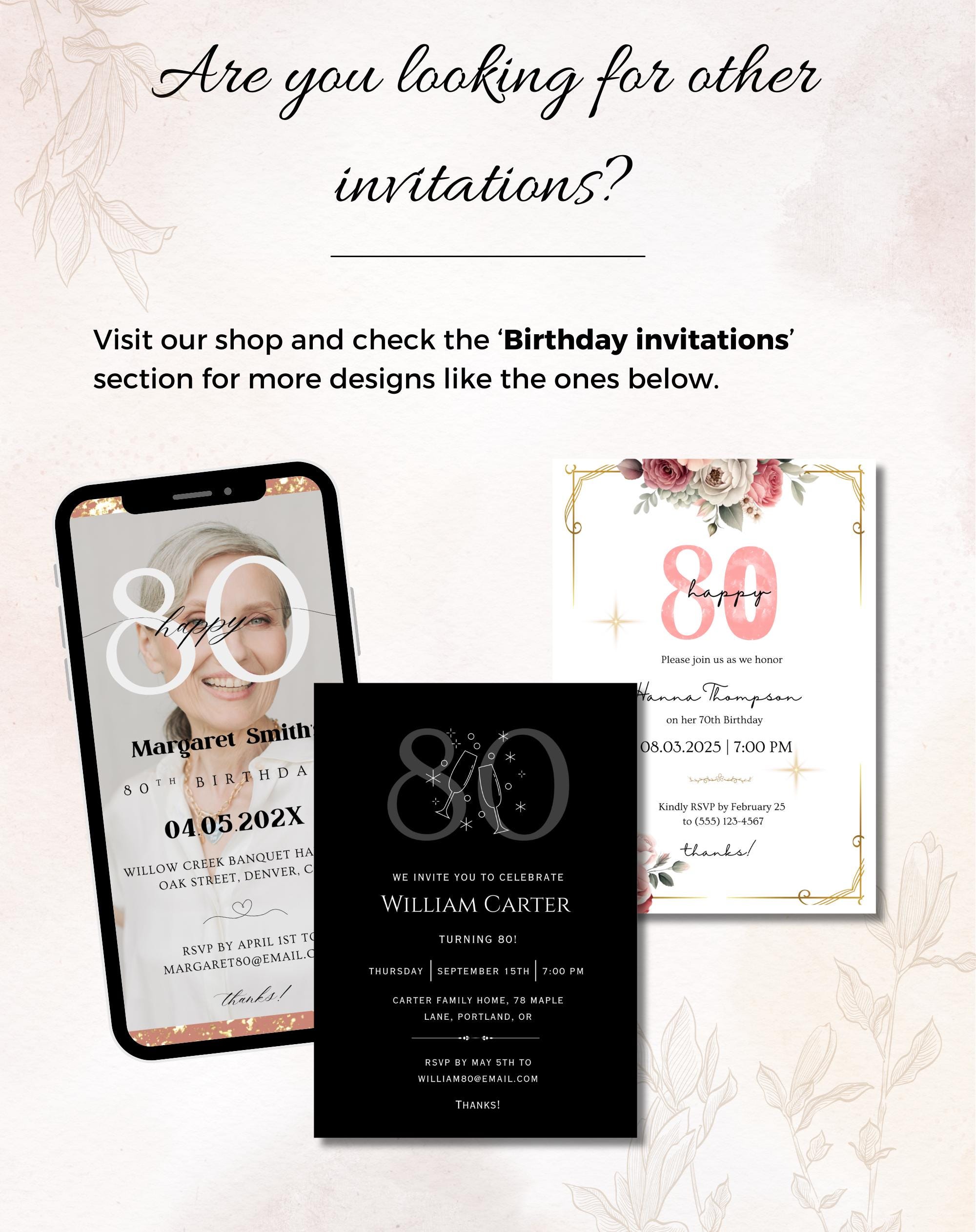 90th Birthday Invitation Pink Floral Elegant Invitation
