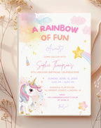 Unicorn Rainbow Birthday Invitation