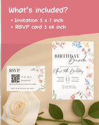 Watercolor Wildflower Birthday Brunch Invitation