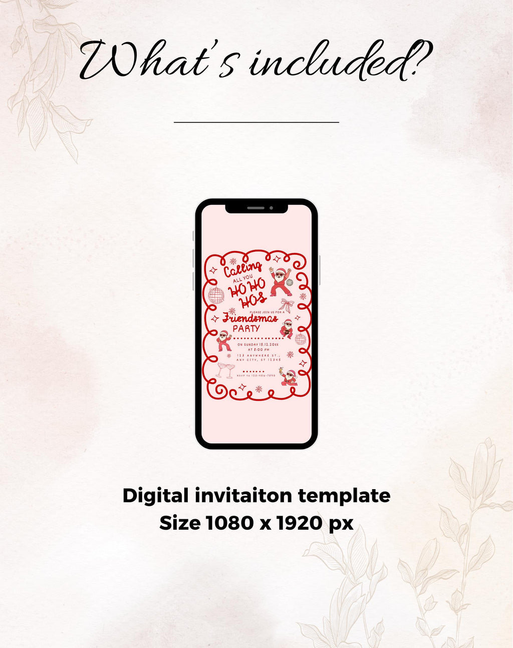 Christmas Pink/Red Retro Friendsmas Party Invitation (E-vite)