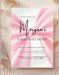 First Birthday Pink Ribbon Invitation