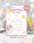 Unicorn Rainbow Birthday Invitation