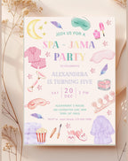 Pastel Spa Pajama Sleepover Party Invitation