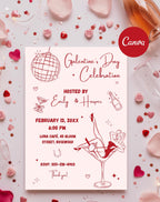 Galentine Pink Valentine Girls Night Party Invitation