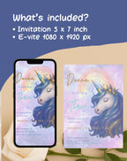 Pastel Rainbow Unicorn Birthday Invitation
