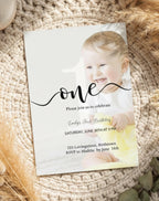 Minimal Photo First Birthday Invitation