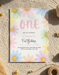Pastel Floral Daisy First Birthday Invitation