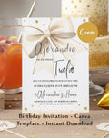 Gold Bow Satin Ribbon Birthday Invitation