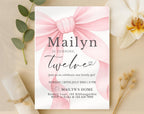 Pink Bow Blush Ribbon Birthday Invitation