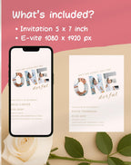 ONEderful Neutral Beige First Birthday Invitation