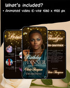 Black/Gold Neon Birthday Dinner Invitation (E-vite)