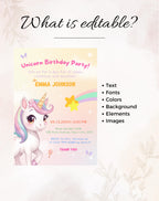Unicorn Multicolor Birthday Invitation