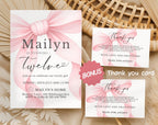 Pink Bow Blush Ribbon Birthday Invitation